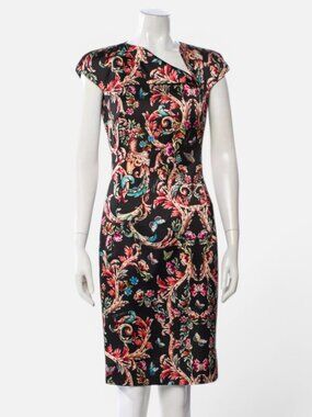 Just Cavalli Butterfly Baroque Floral Print Dress Y2K Bodycon Italy 42 US 6